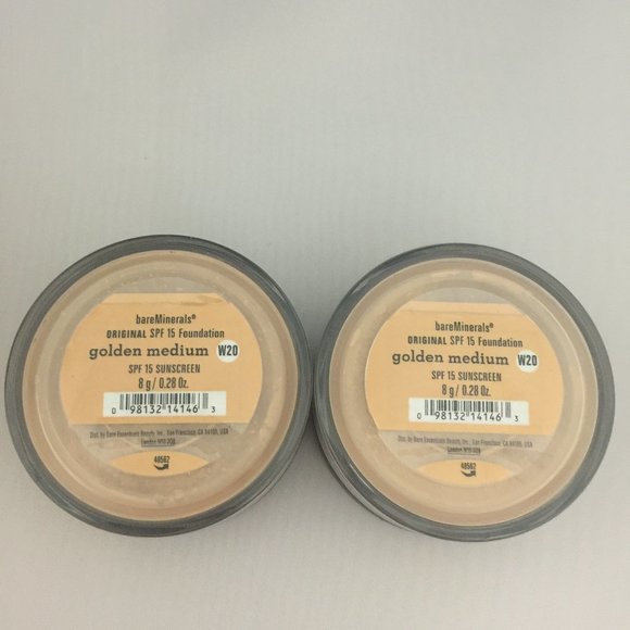 #NWT bareMinerals SPF15 Original Foundation Golden Medium W20 8g/0.28oz Lot of 2 - Picture 1 of 2